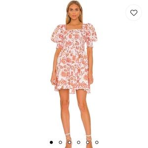 1. STATE - Puff Sleeve Mini Dress in Fiesta Floral Batik - Size Small